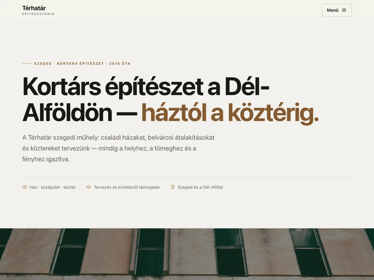 Térhatár Építészstúdió — építész weboldal készítés minta