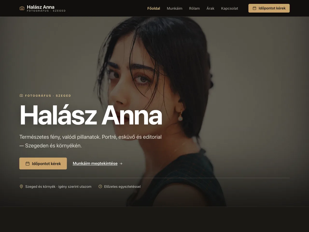 Halász Anna · Fotográfus — fotós weboldal készítés minta
